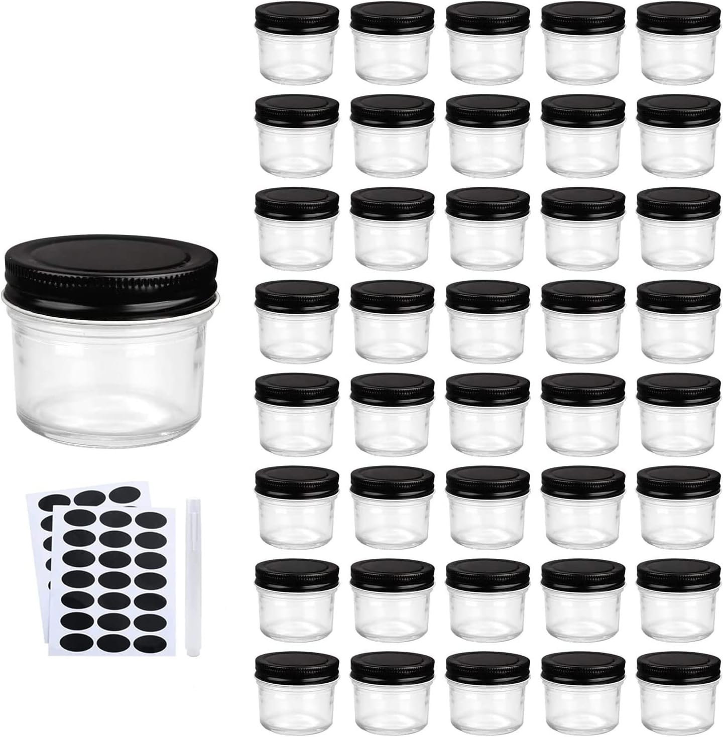 QAPPDA 4oz Glass Jars With Lids For Honey, Jam, and More