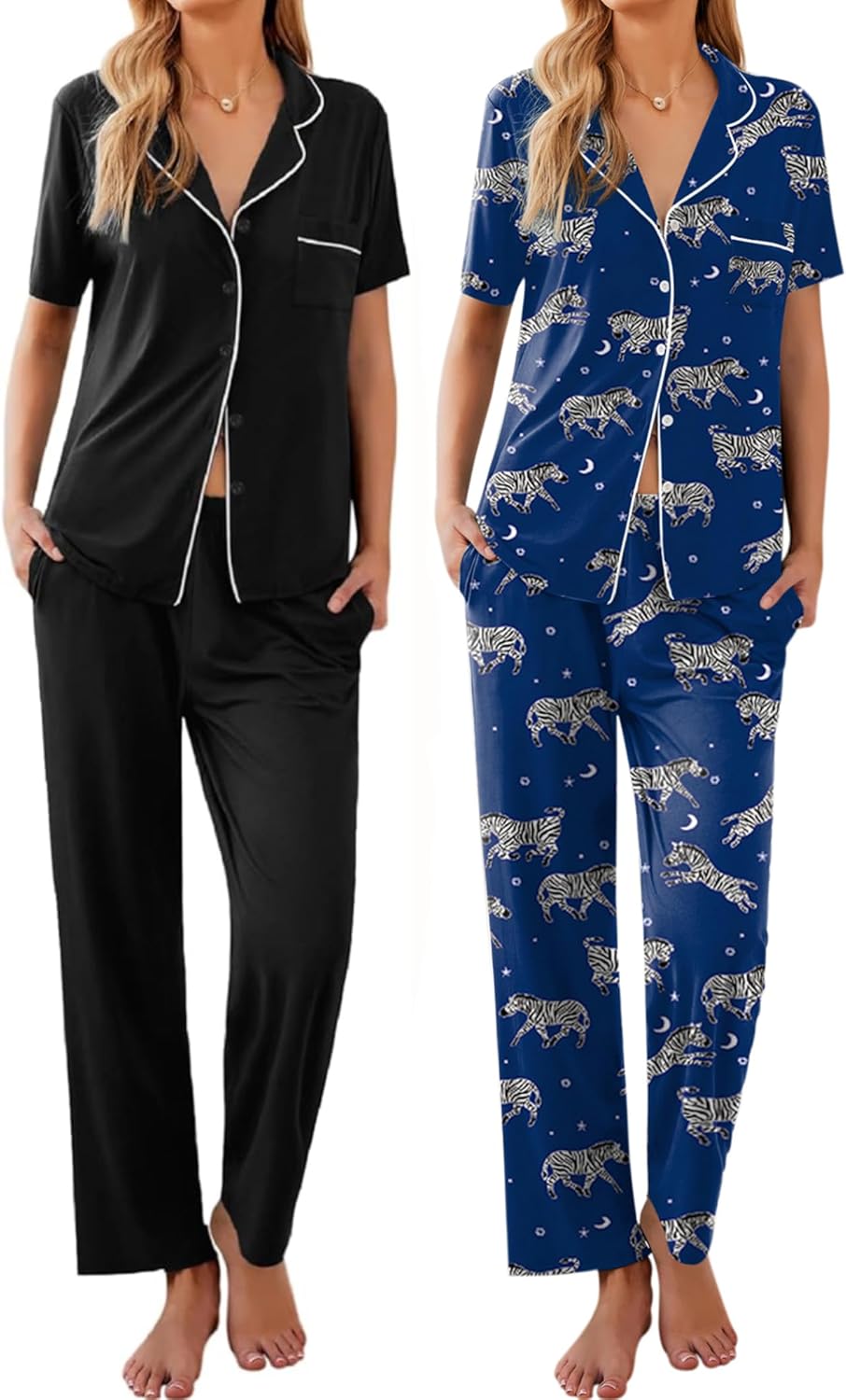 Ekouaer Womens Pajamas Short Sleeve Pjs Cozy Sleepwear Sets