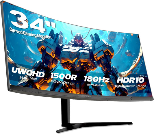 Immersive 180Hz Curved Gaming Monitor - Ultrawide UWQHD 3440x1440