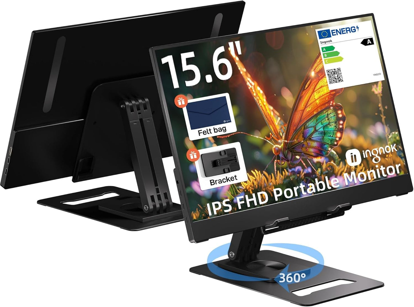 Ingnok 15.6 FHD Portable Monitor - Extend Your Screen Anywhere!