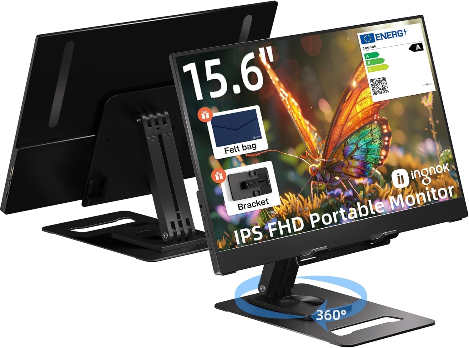 Ingnok 15.6 FHD Portable Monitor - Extend Your Screen Anywhere!