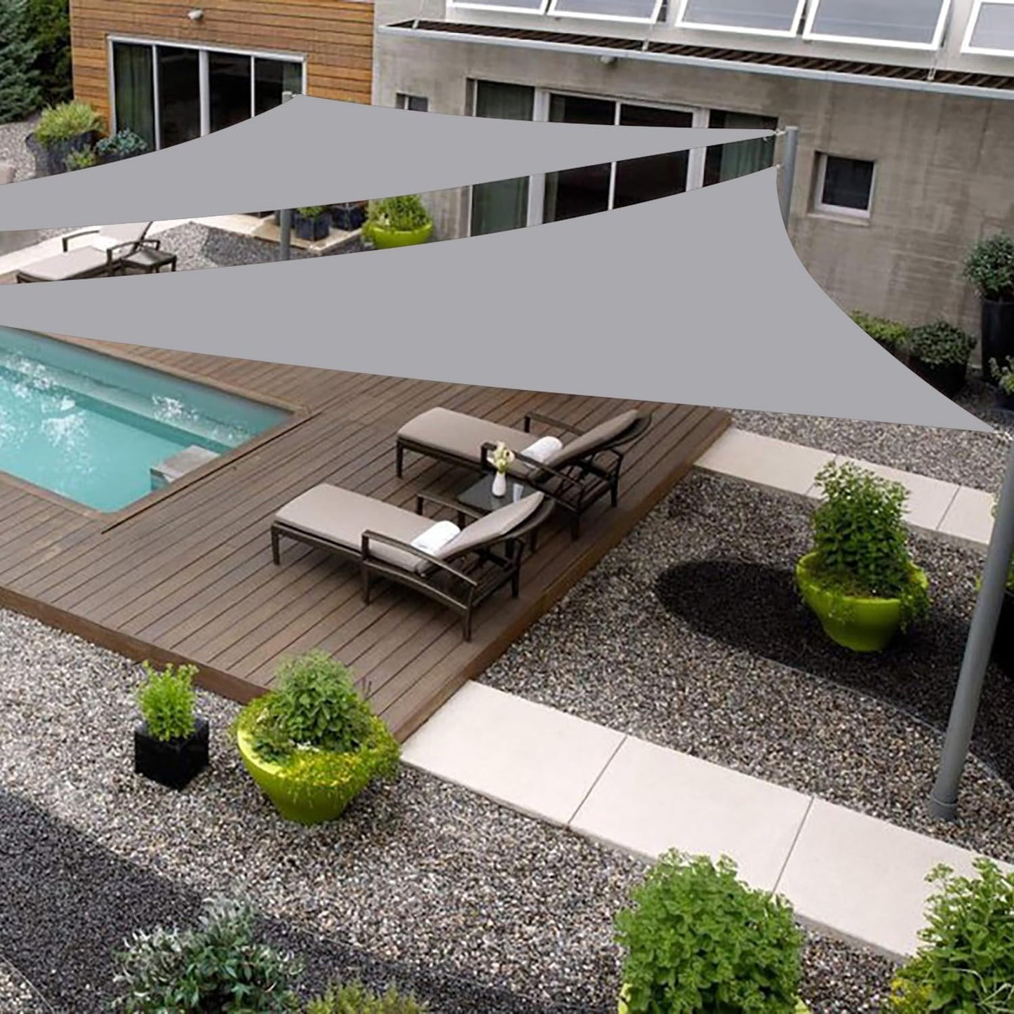Triangle 32ft x 32ft x 32ft Gray Sun Shade Sail Canopy for Outdoors