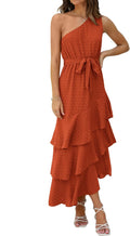 Women's One Shoulder Floral Midi Sundress - Flowy Boho Summer Dress