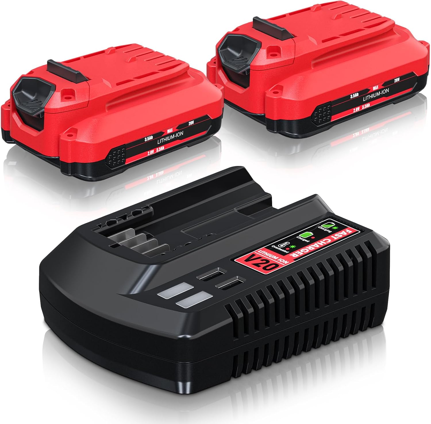 2Pack CMCB202 3.5Ah Battery and Charger Set for Craftsman Tools