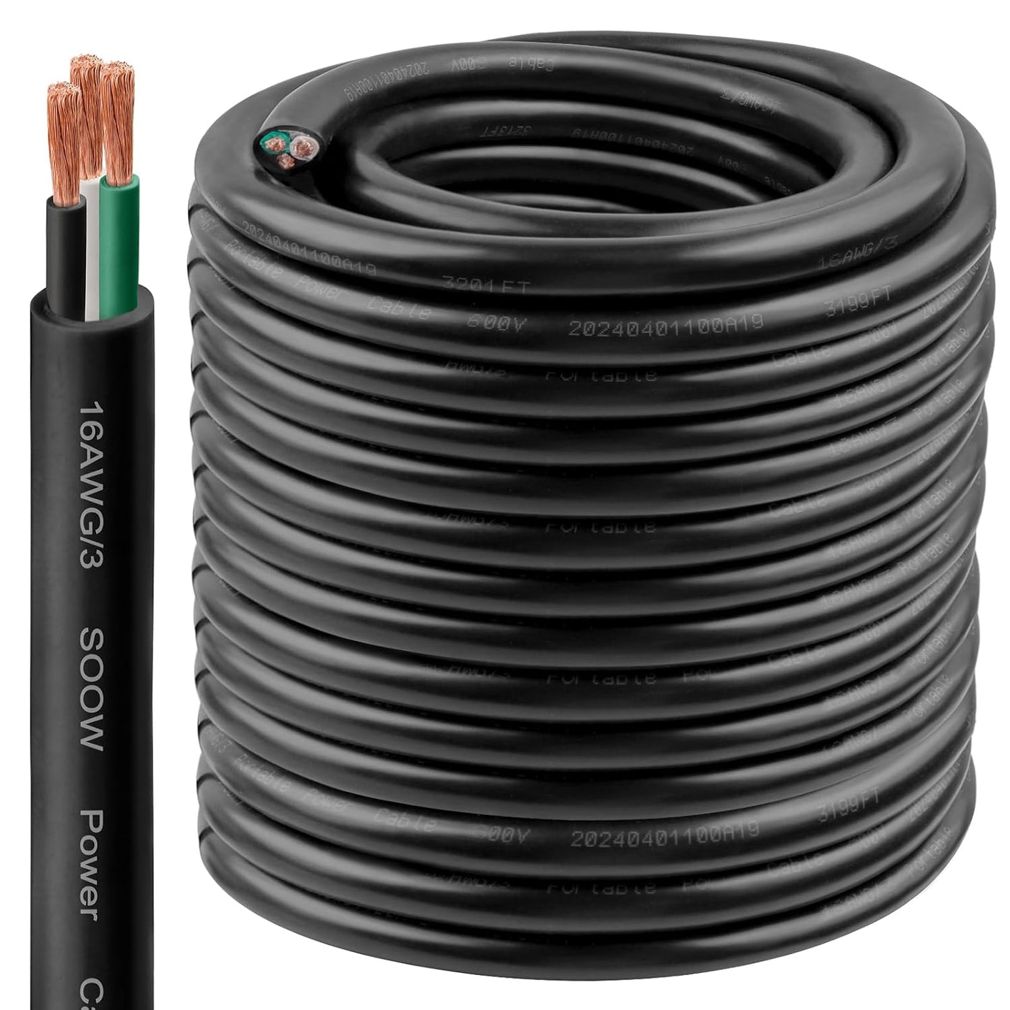 16/3 SOOW Wire 200FT - Heavy-Duty 16 AWG Power Cable