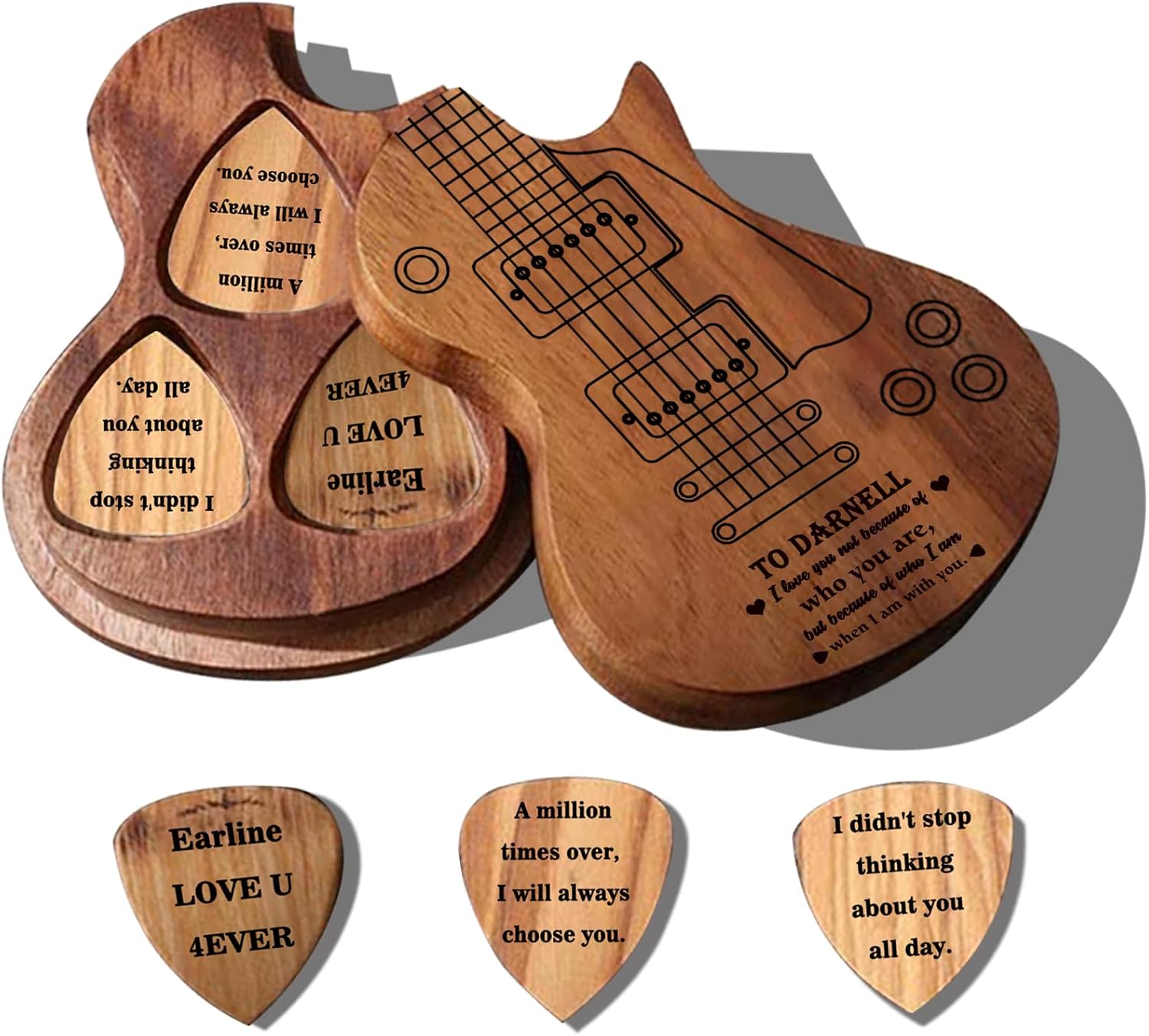 Personalized Wooden Guitar Pick Set: Customized Gift in Box