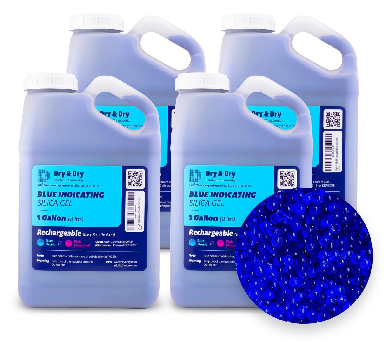 Blue Indicating Silica Gel Beads for Moisture Control - 32 LBS