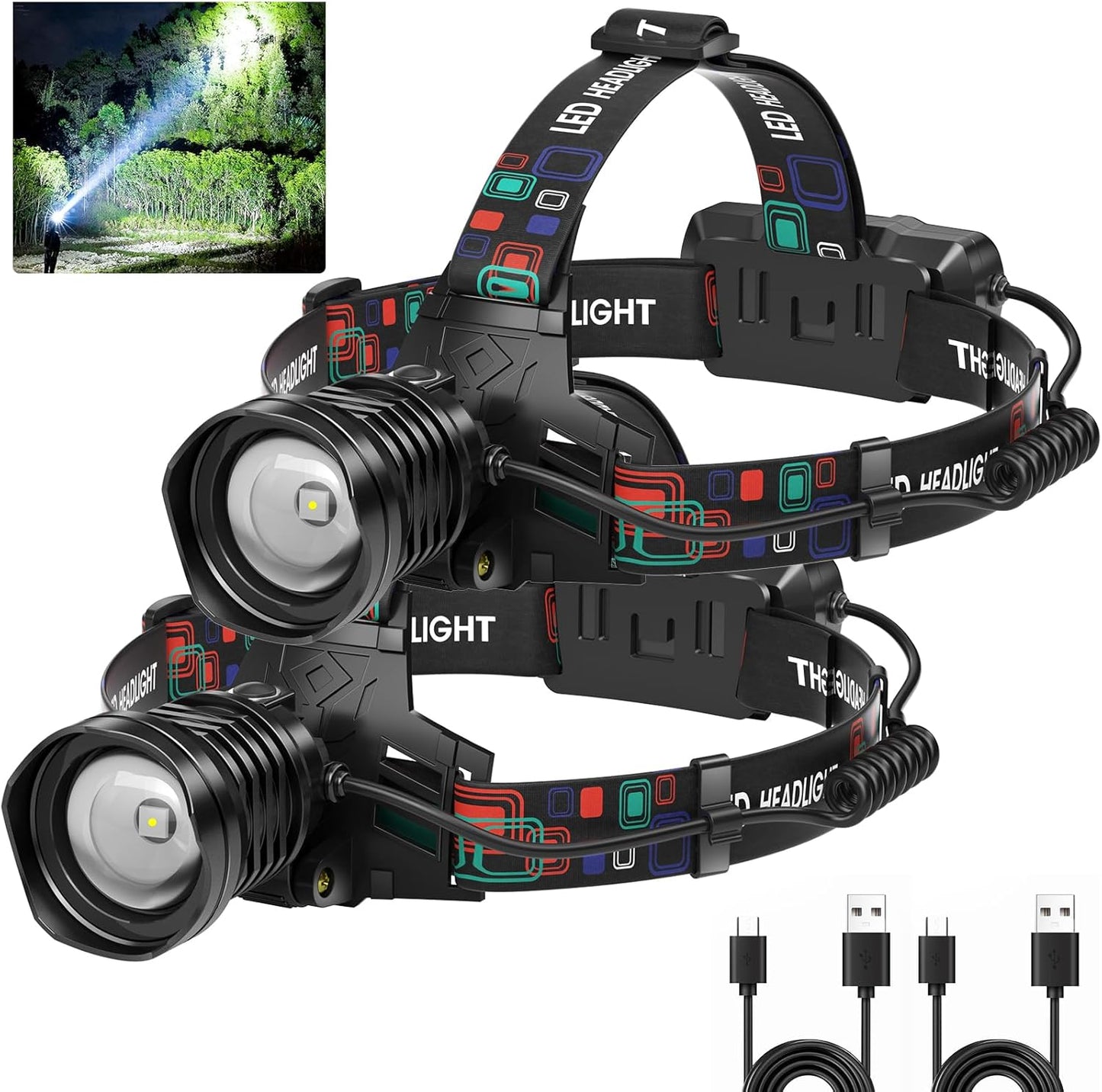Super Bright 99000 Lumens Rechargeable Headlamp for All Needs