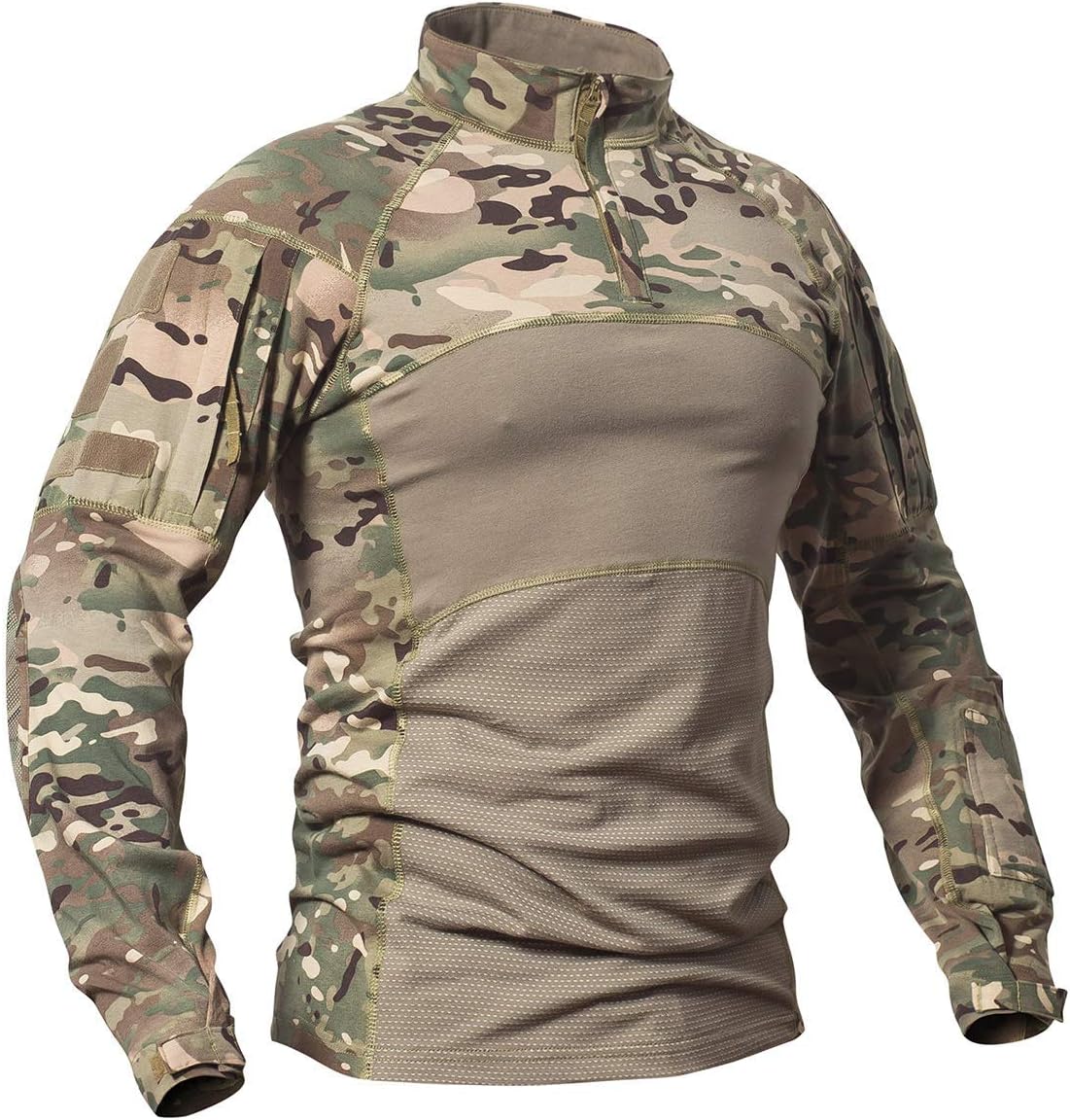 CARWORNIC Tactical Combat Shirt: Durable Cotton Camo with Zipper