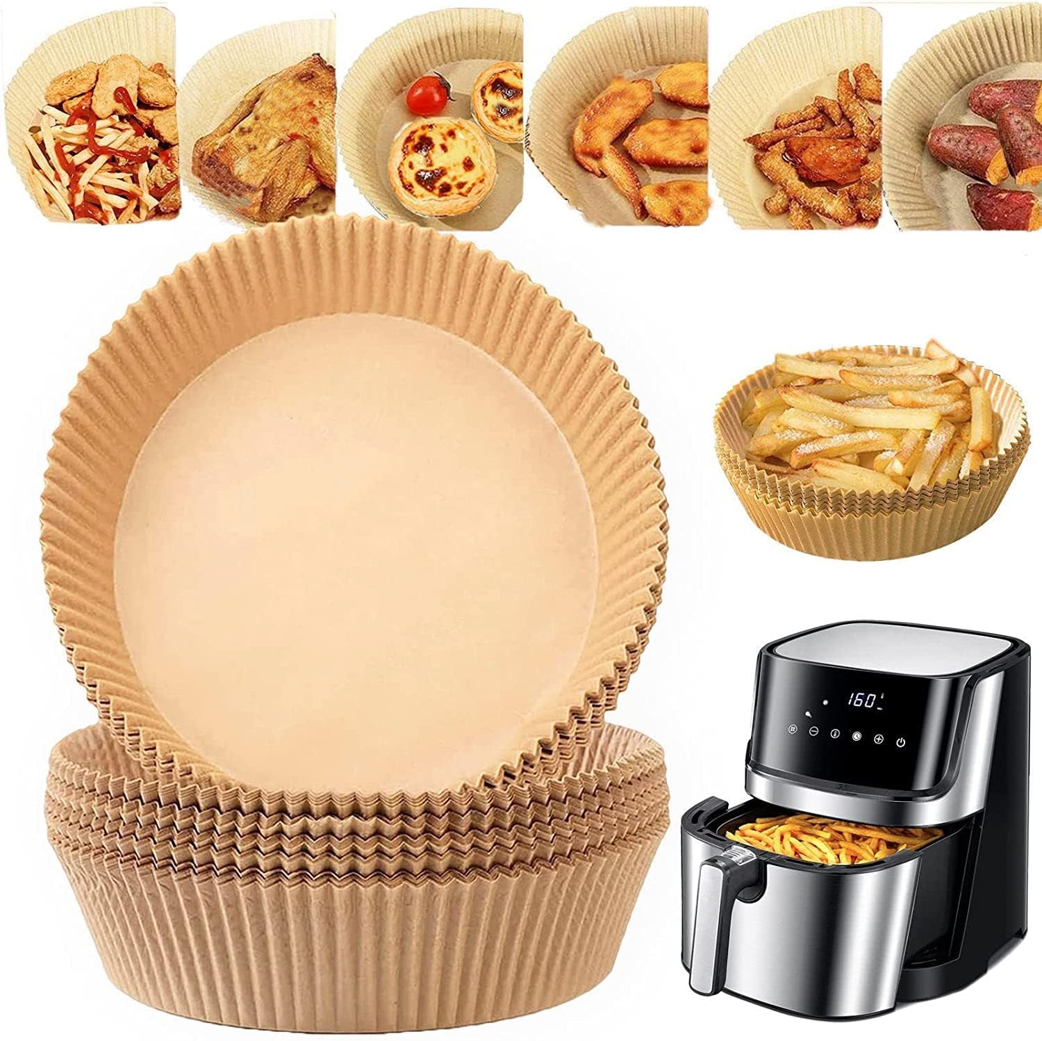 Oilproof Round Air Fryer Liners - 100 PCS