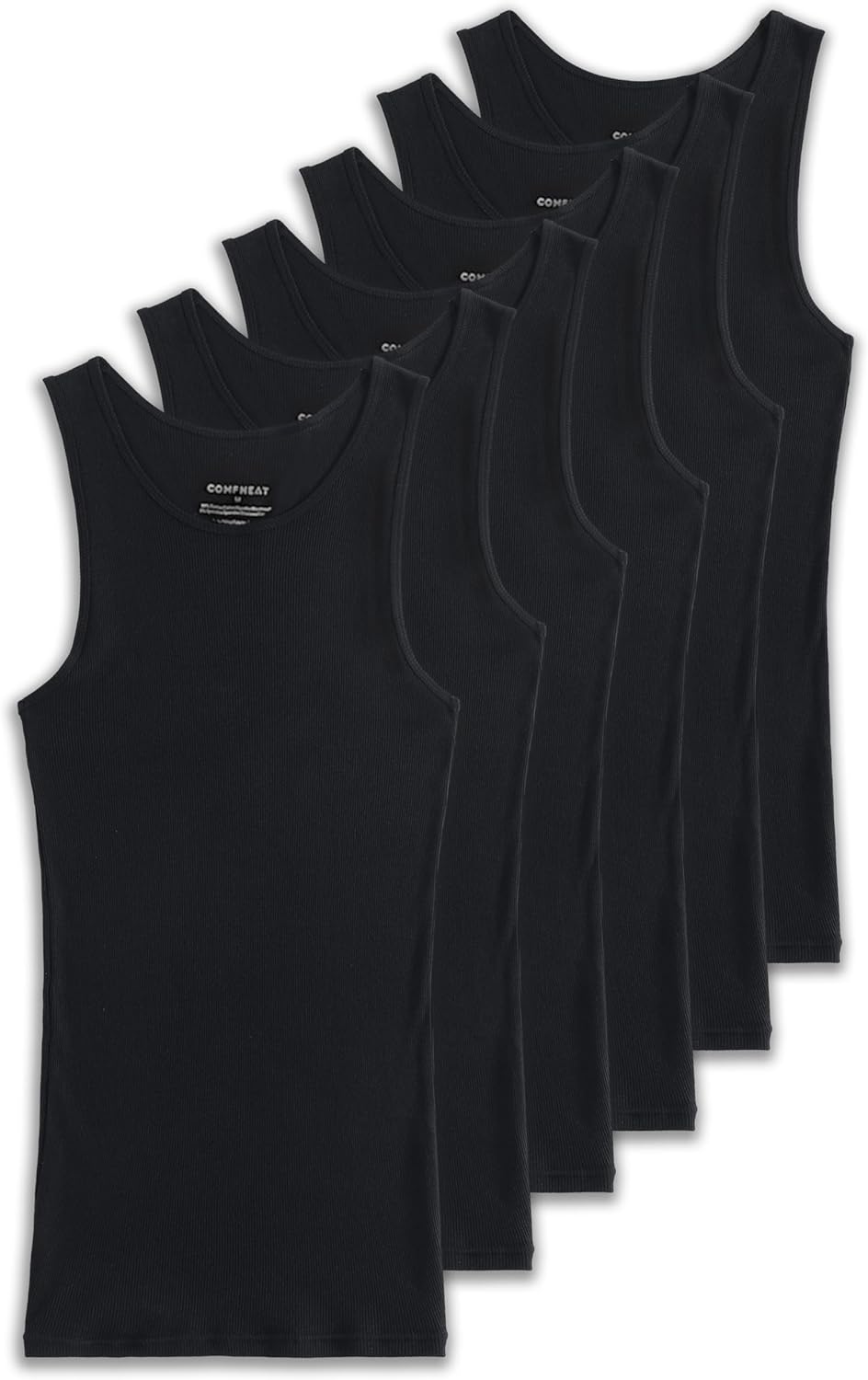Comfneat Men's 6-Pack Ribbed Tank Tops for All-Day Comfort