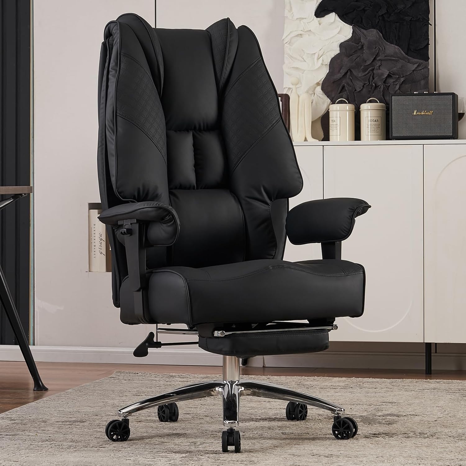 EXCEBET Big & Tall Leather Office Chair - 400lbs Capacity, Lumbar Support