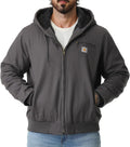 Men's Work Coat Washed Duck Fleece Lined Hooded Waterproof Fit Relaxed