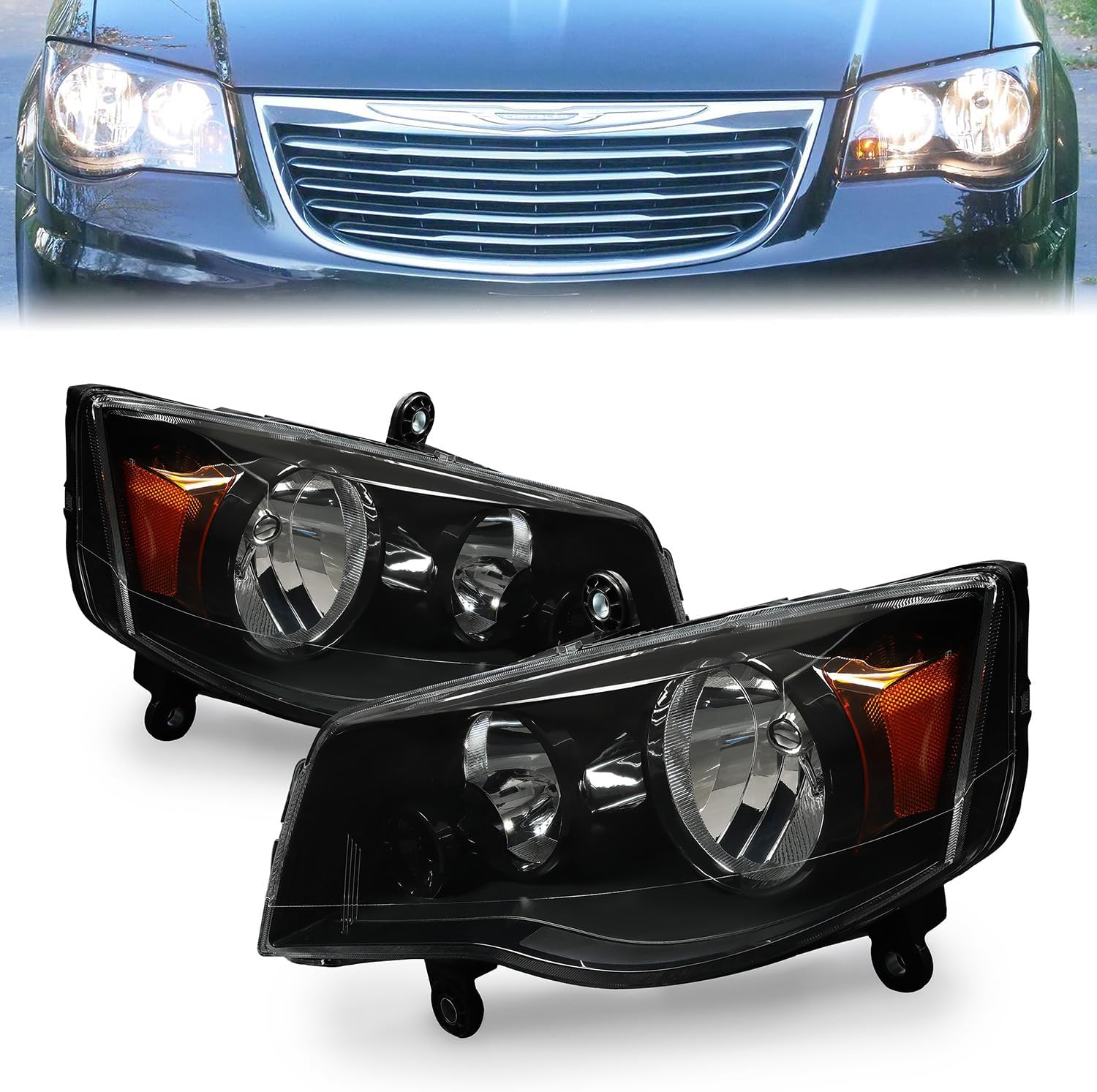 HECASA Headlight Clear Lens for 2011-2020 Dodge Grand Caravan