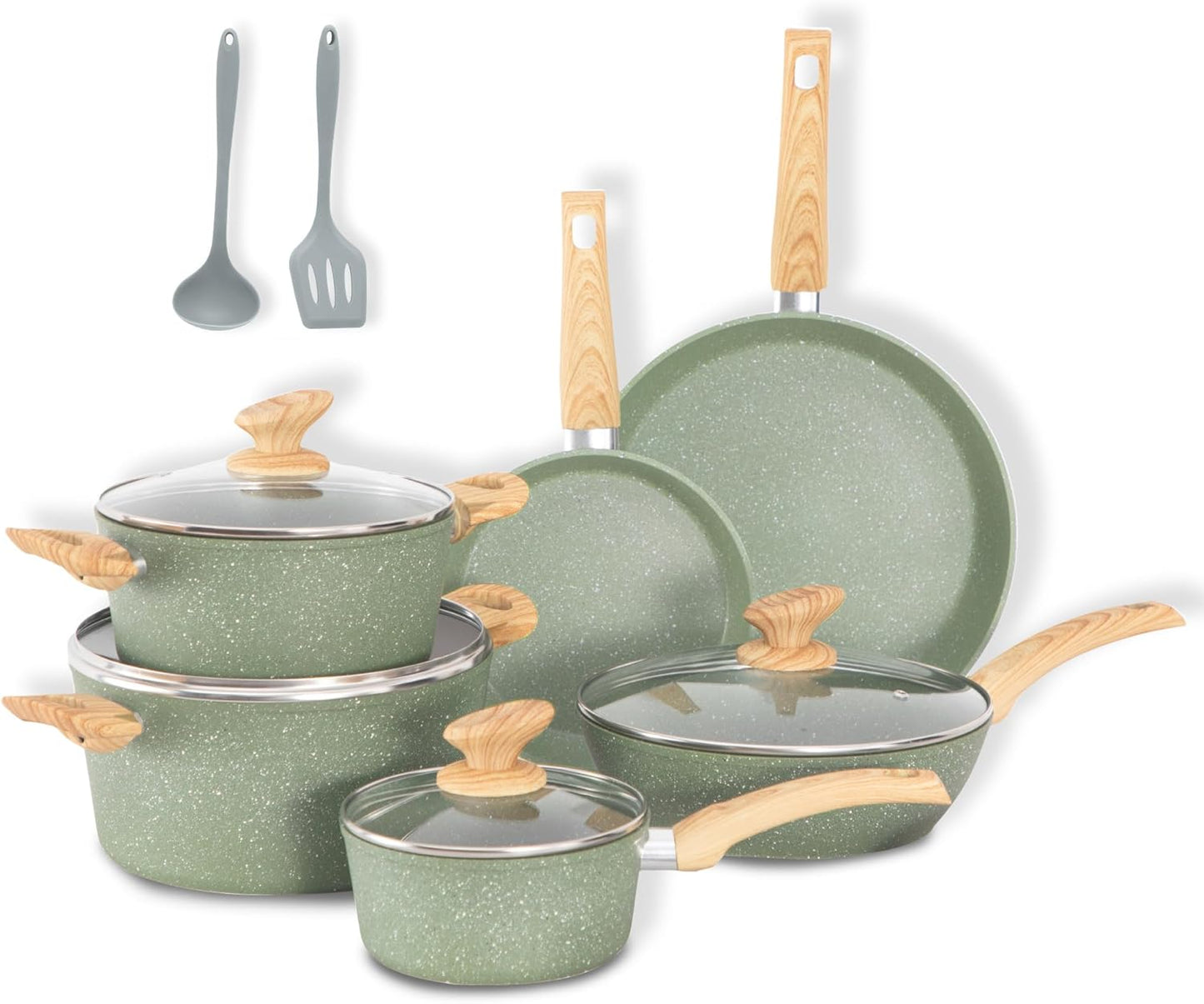Induction Pots and Pans Set Non Stick 12 Piece Granite Cookware
