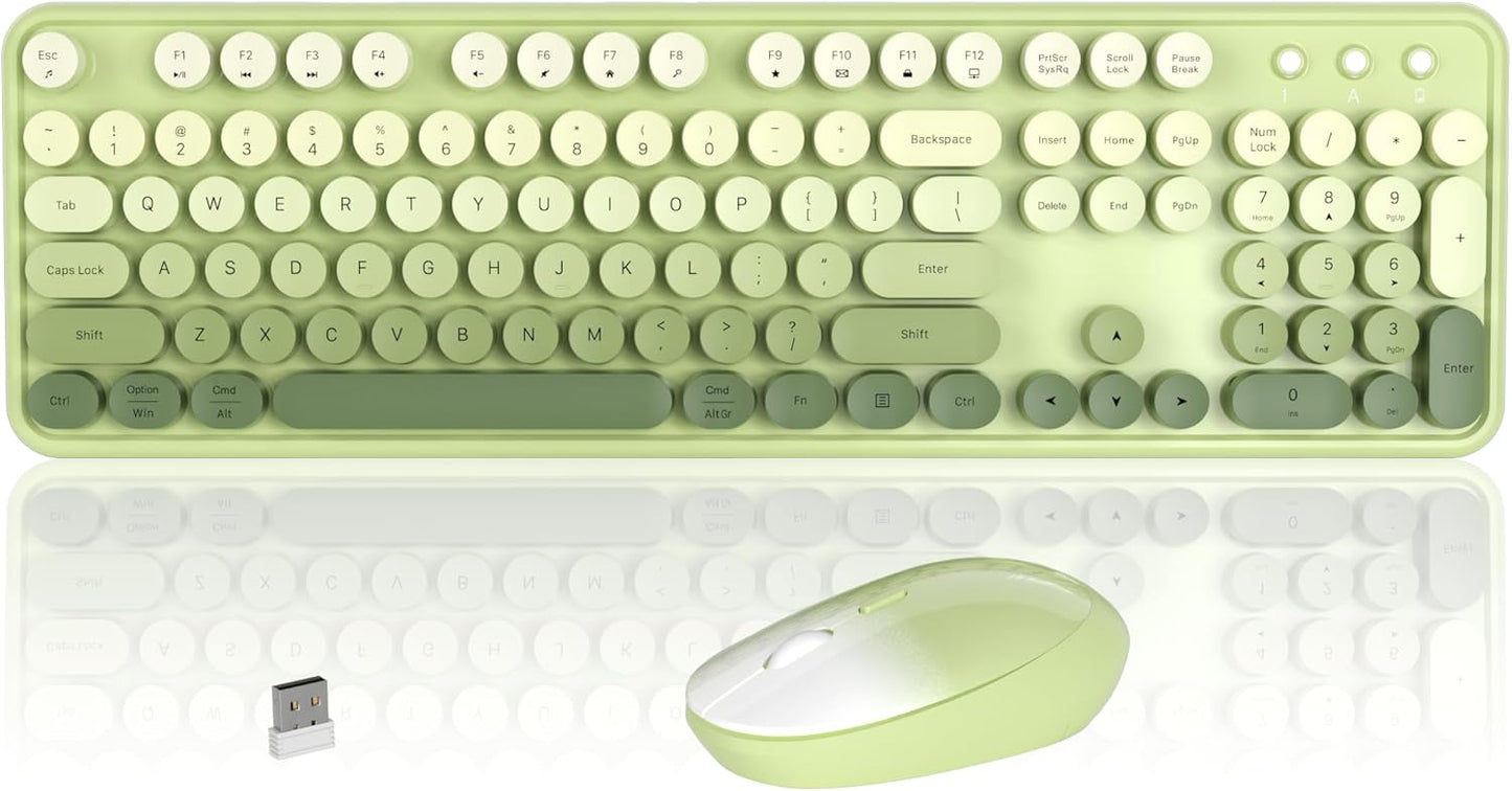 Colorful Wireless Keyboard and Mouse Combo for Retro Typing Fun