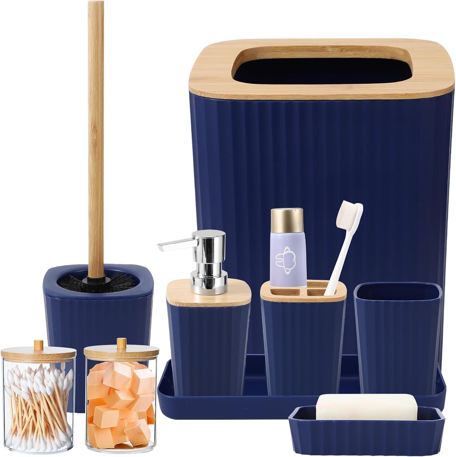 Navy Blue Bathroom Accessories Set for Stylish Home Decor