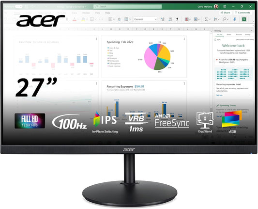 Acer 27 FHD Monitor | Zero Frame | AMD FreeSync | 1ms VRB | 100Hz