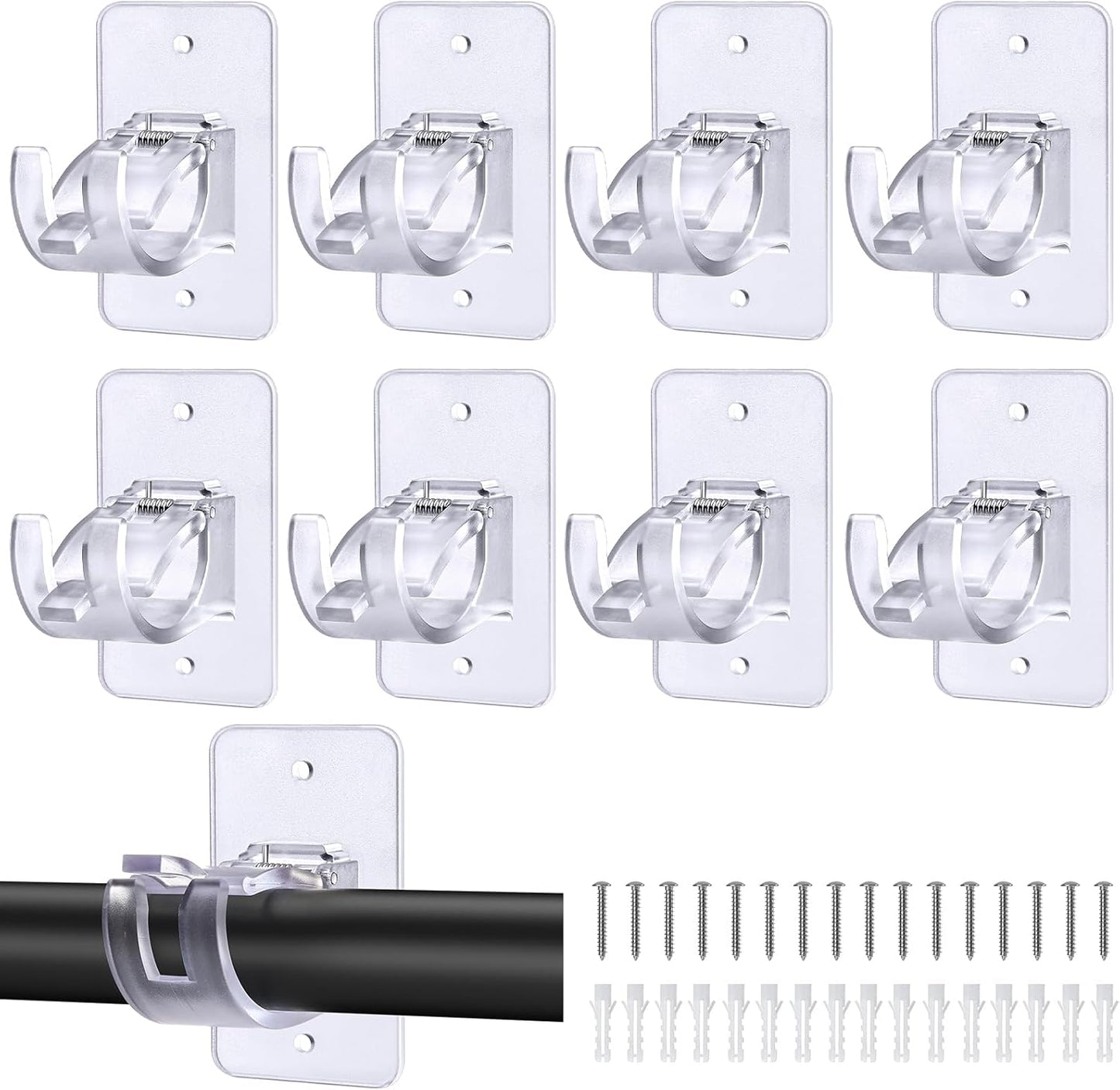 Space-Saving Self-Adhesive Curtain Rod Brackets - 8 Pack