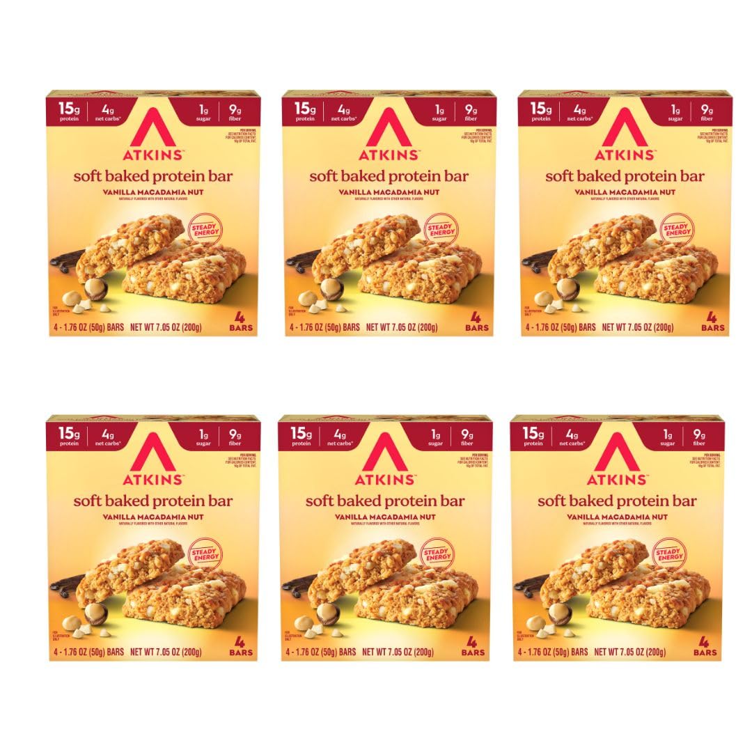 Atkins Soft Baked Protein Bars: Vanilla Macadamia Nut Delight