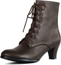 Vintage Victorian 70s Lace Up Ankle Boots - Mid Cone Heel