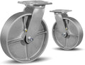 8 in x 2 in Cast Iron Caster Wheels - 3000 lb Heavy Duty Set