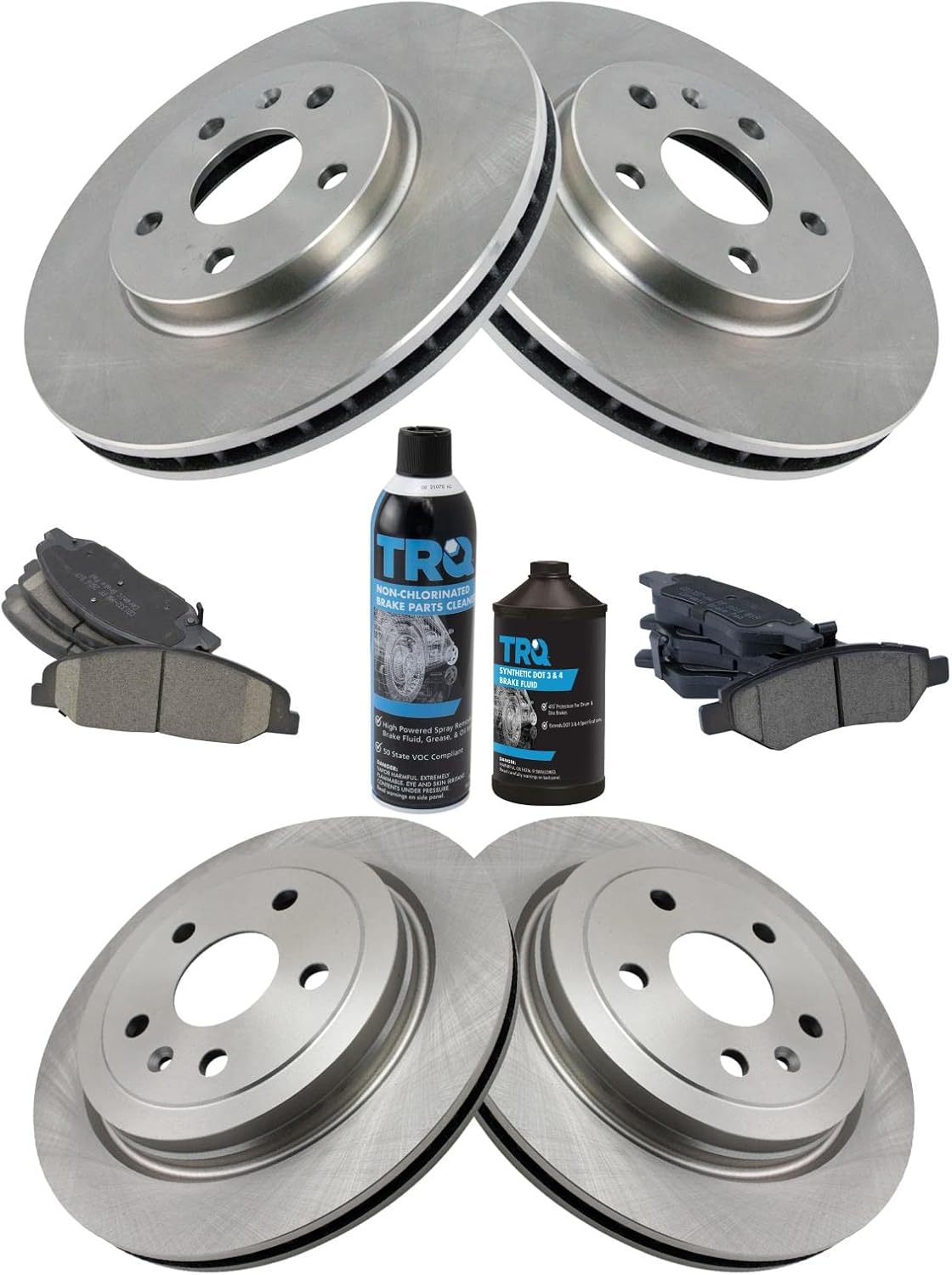 TRQ Front and Rear Brake Pad & Rotor Kit for Cadillac CTS