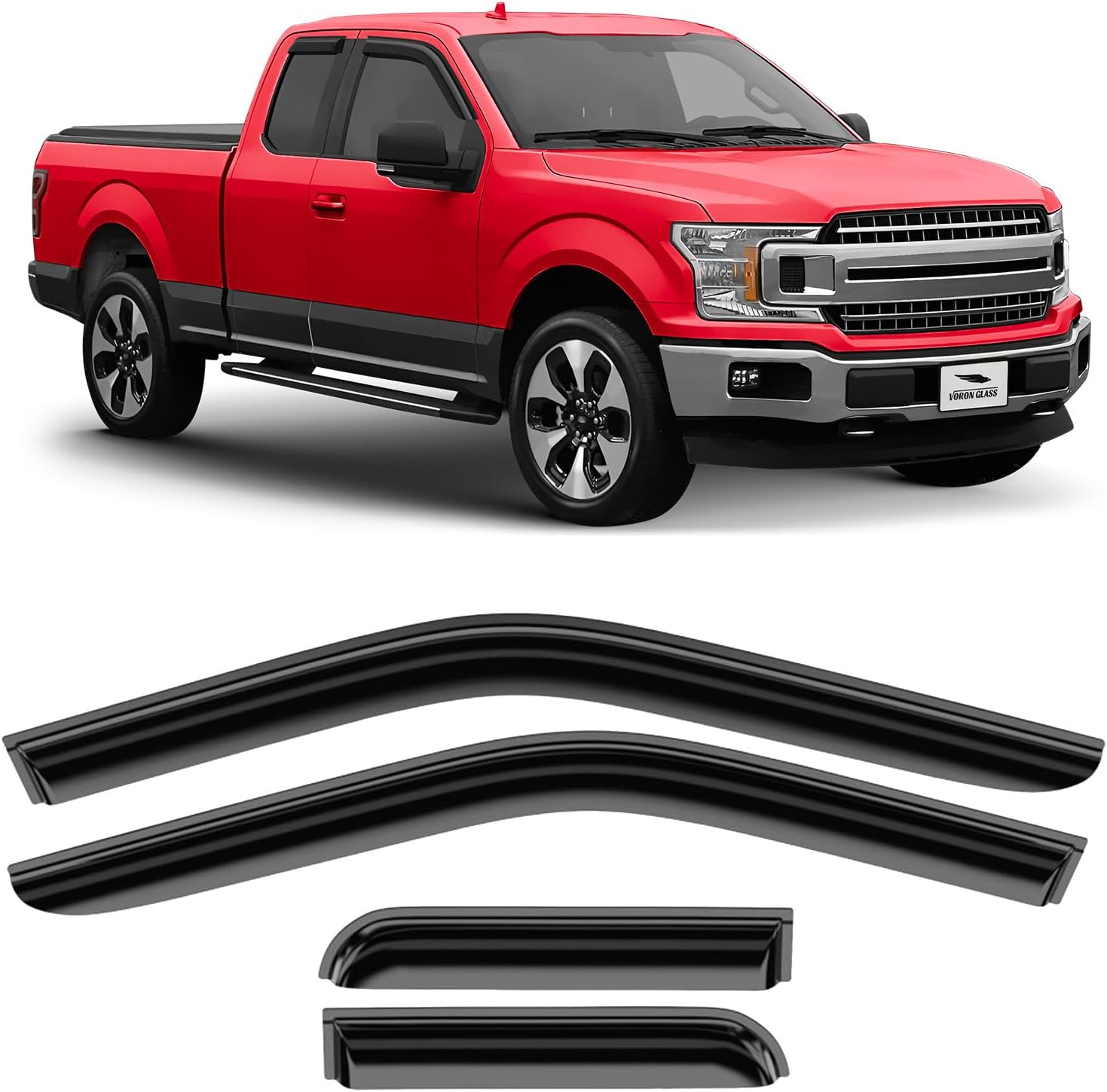 Voron Glass Extra Durable Rain Guards for Ford F-150 SuperCab