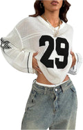 Verdusa Y2k Oversized Crochet Jersey Pullover - Cute Everyday Top
