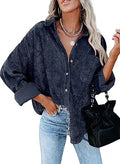 Womens Corduroy Button Down Shirt Jacket - Oversized Casual Layer