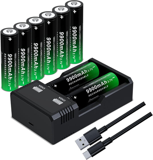 Long-lasting Power: BENKIA 9900mAh 8-Pack Battery Set