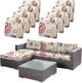 8pcs Single Seat Floral Print Outdoor Couch Cover - Waterproof Fit