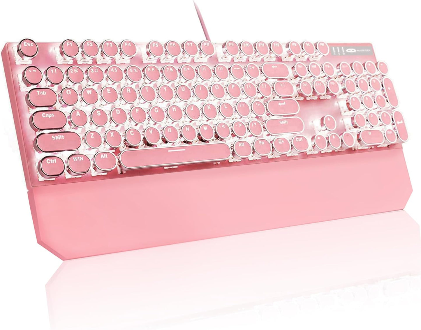Pink Punk Gaming Keyboard with Detachable Wrist Rest