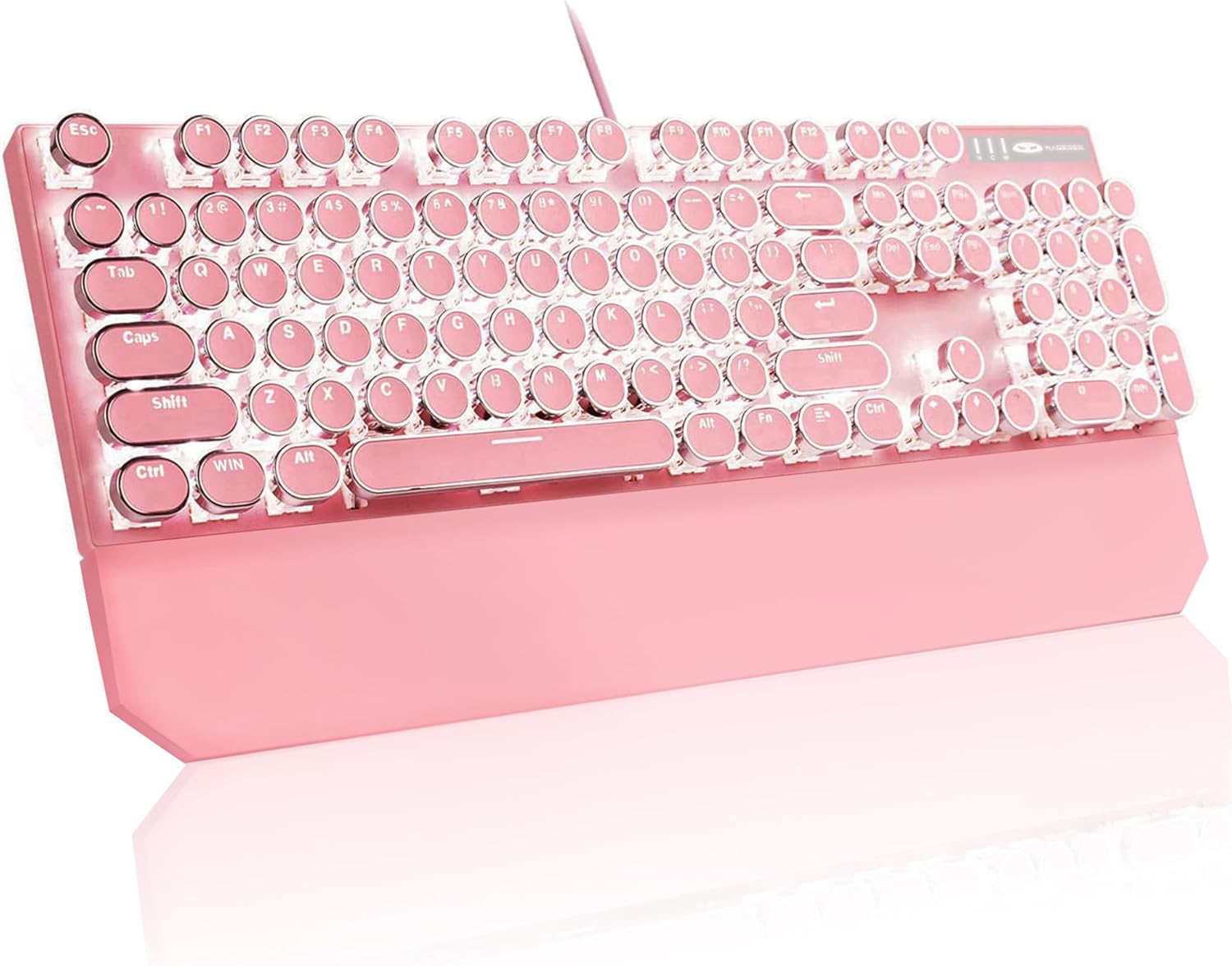 Pink Punk Gaming Keyboard with Detachable Wrist Rest