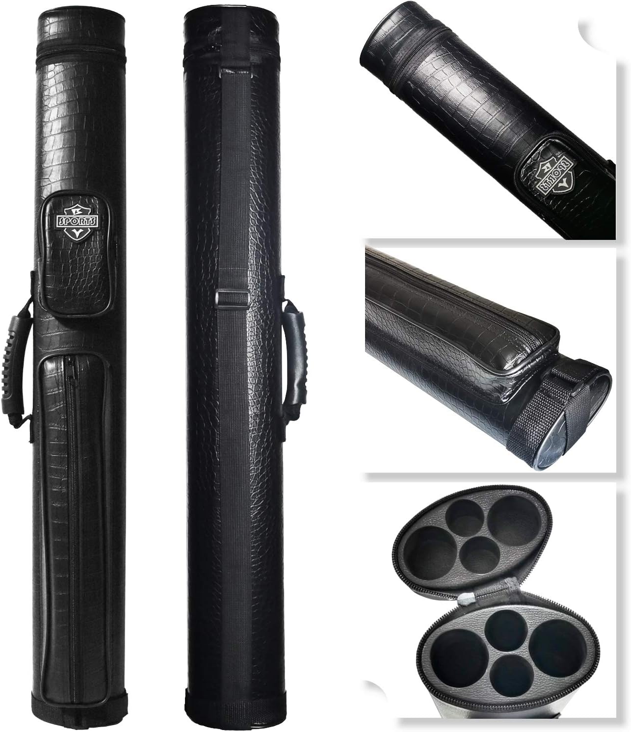 2x2 Hard Pool Cue Case for Billiard Stick with Adjustable Strap