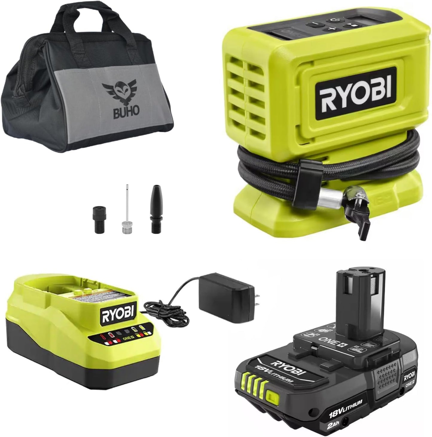 Buho Cordless Inflator Accessory Bundle for High Pressure Needs