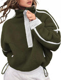 Women's Fleece Half Zip Pullover - Oversized Crop Hoodie