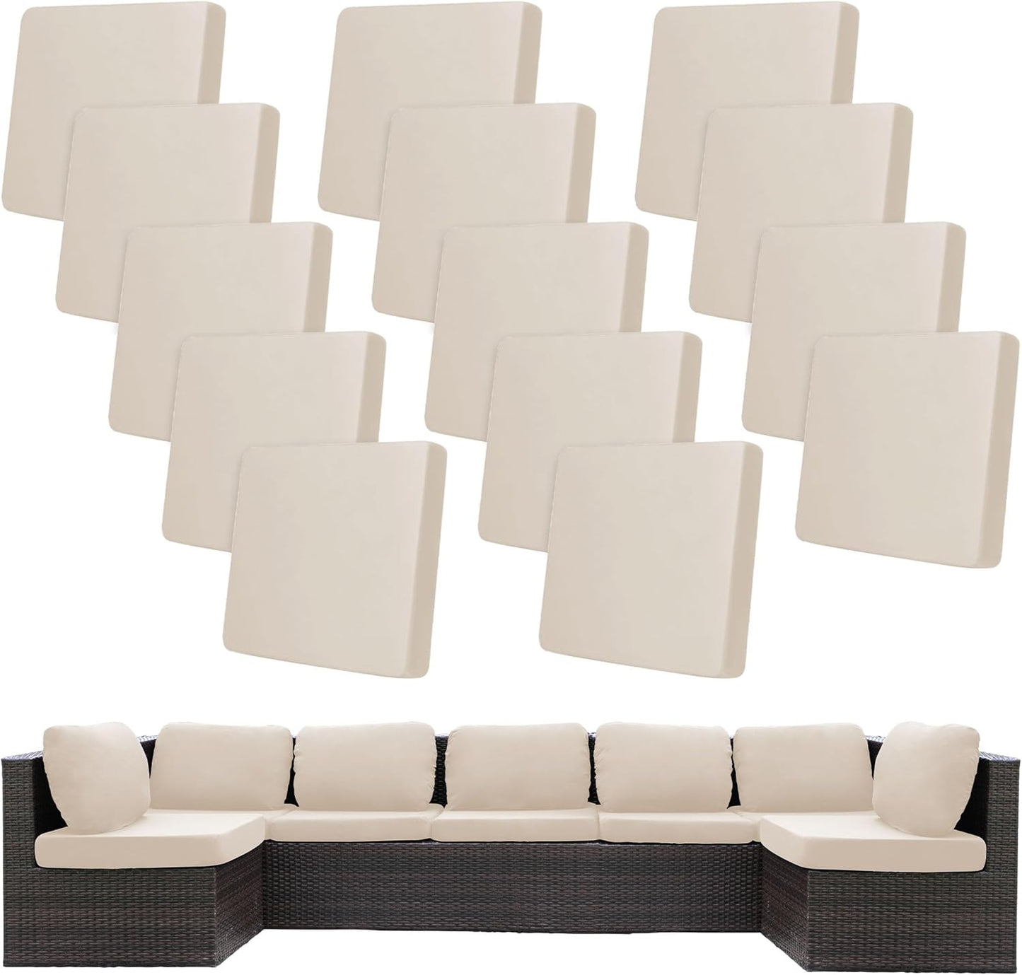 14 Pcs Stretch Patio Cushion Covers for Outdoor Furniture Use