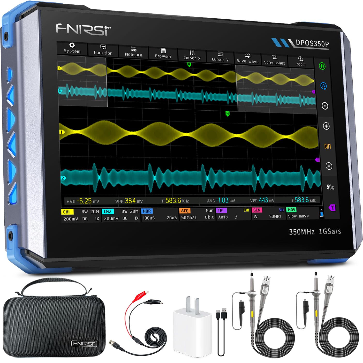 FNIRSI DPOS350P 4-in-1 Tablet Oscilloscope with Touch Screen