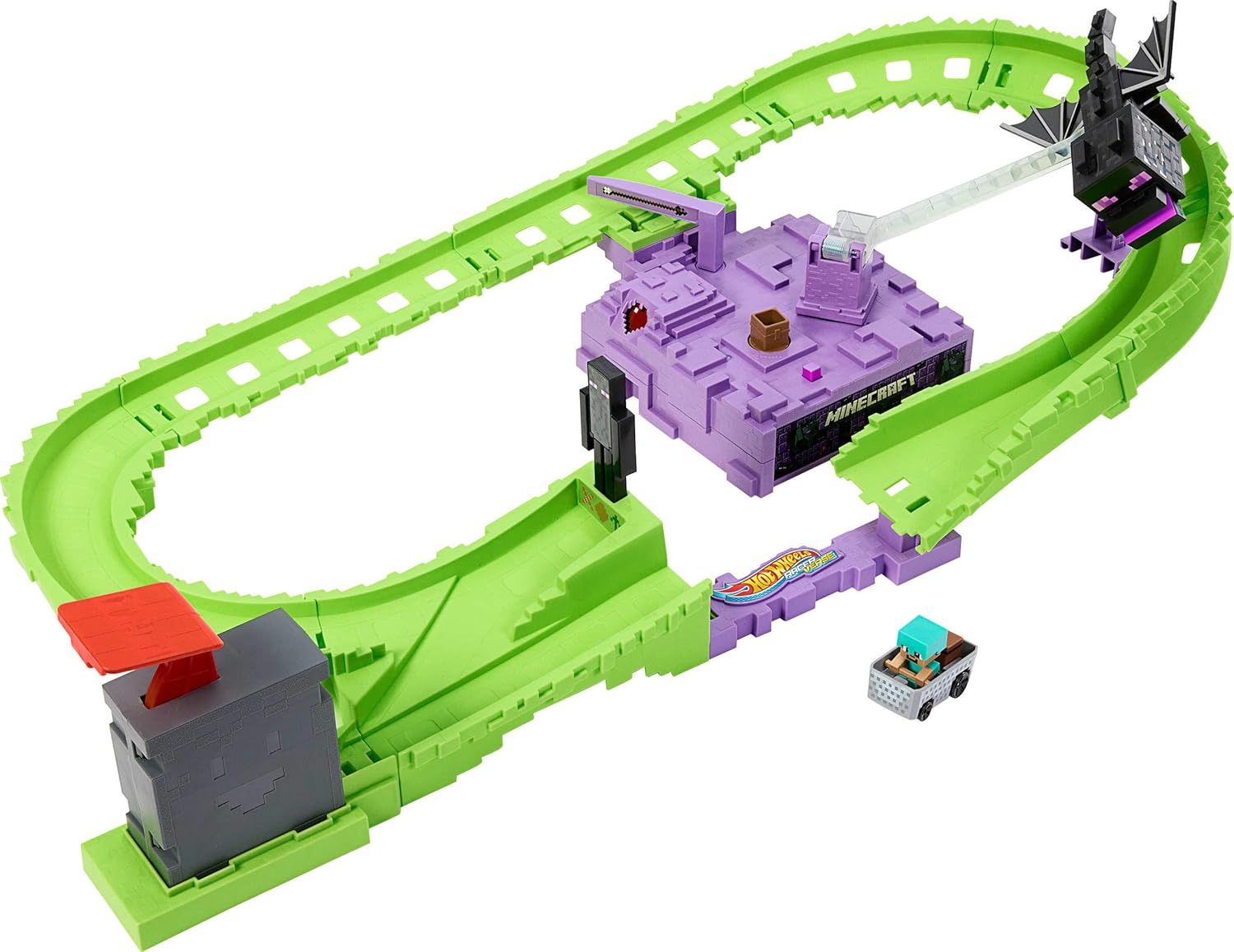 Hot Wheels RacerVerse Track Set with Diamond Armor Steve Vehicle
