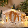 Wesiti Christmas Wooden Nativity Manger with Roof Star - Rustic