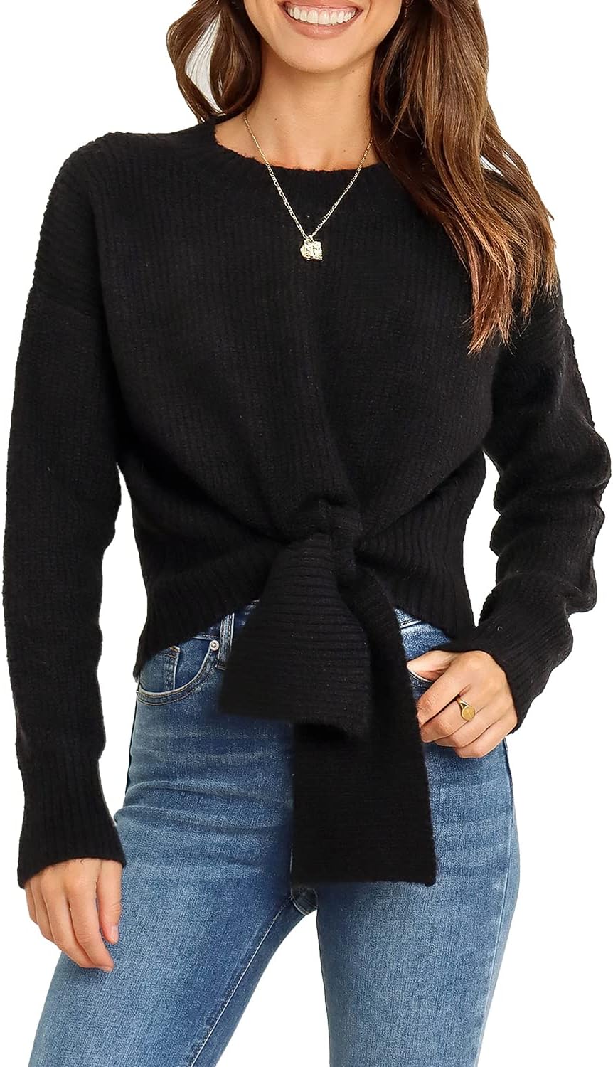 Okiwam Women's Long Sleeve Cropped Sweater for Fall Fashion
