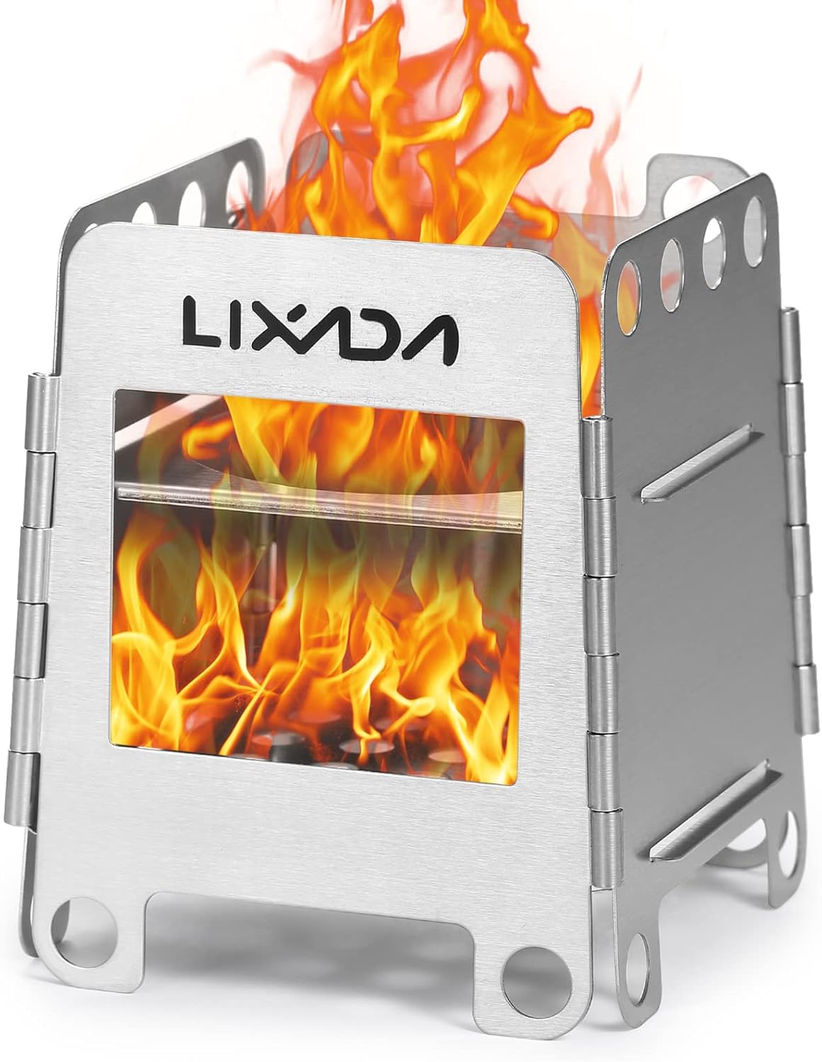 LIXADA Portable Stainless Steel Camping Stove - Efficient Wood Burning for Outdoor Adventures