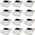 Solar Post Cap Lights 12 Pack - Warm White LED Decorative Fence
