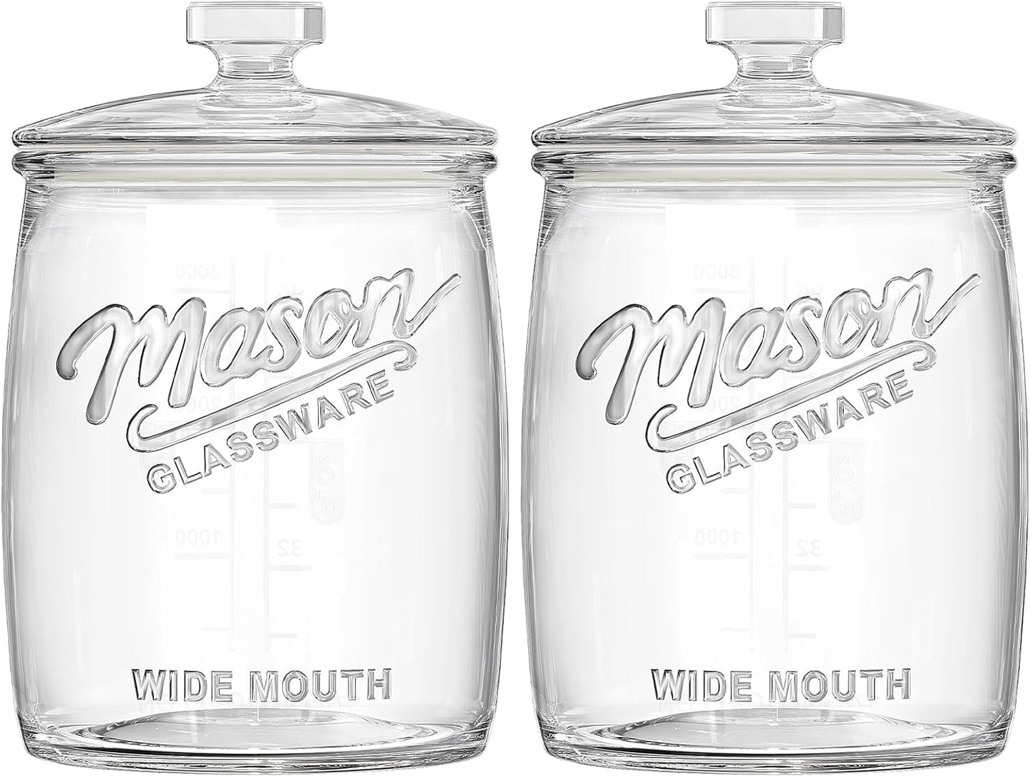 2 Pack 1 Gallon Glass Cookie Jar with Airtight Lids for Storage