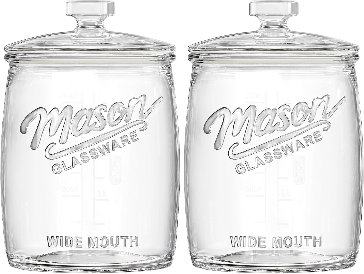 2 Pack 1 Gallon Glass Cookie Jar with Airtight Lids for Storage