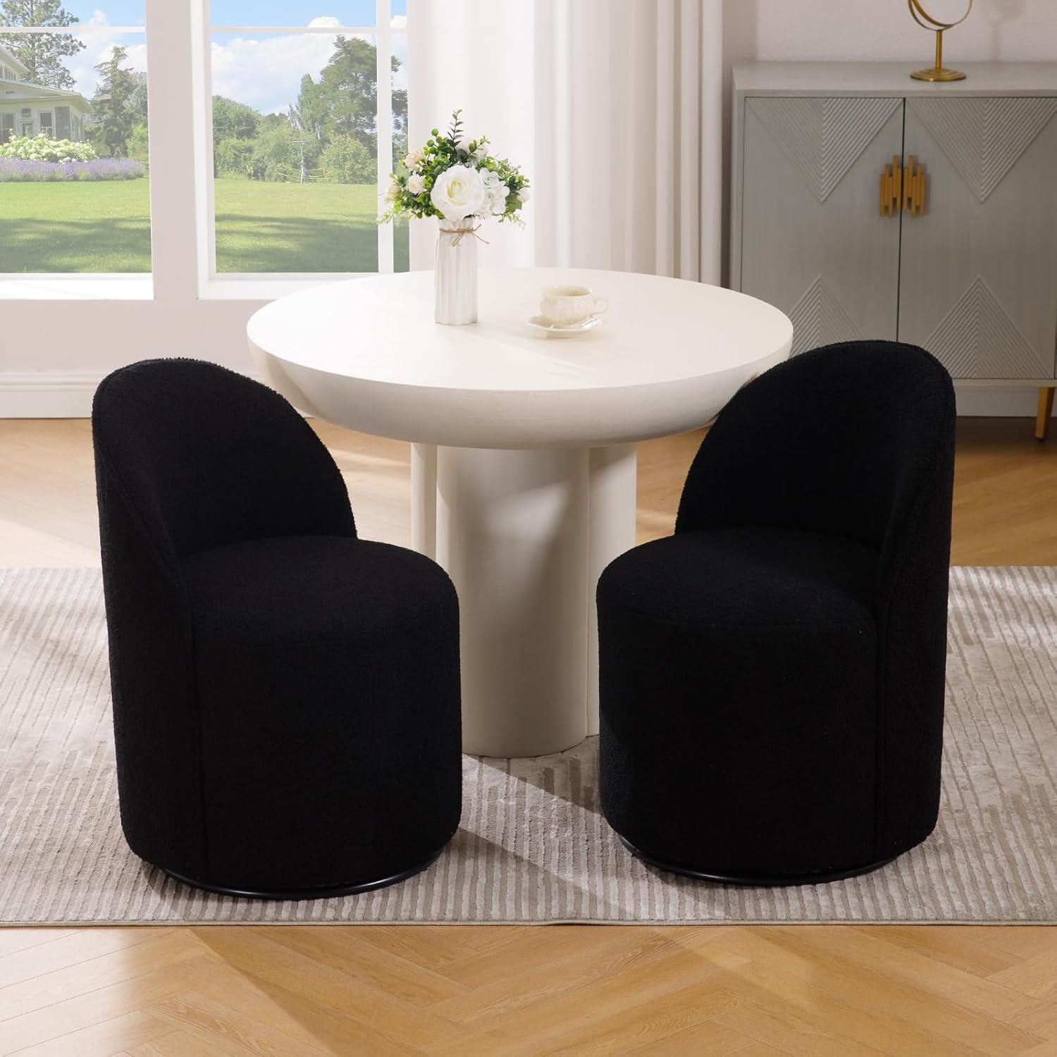 Guyou Swivel Velvet Dining Chairs x2: Luxe Modern Design