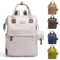Diaper Bag Backpack White Beige - Large Unisex with Changing Station