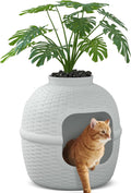 Hidden Box with Faux Plant Litter Box Enclosure - Stylish Rattan