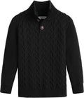 Boys Turtleneck Sweater Cable Knit Button Up Pullover - Warm and Soft